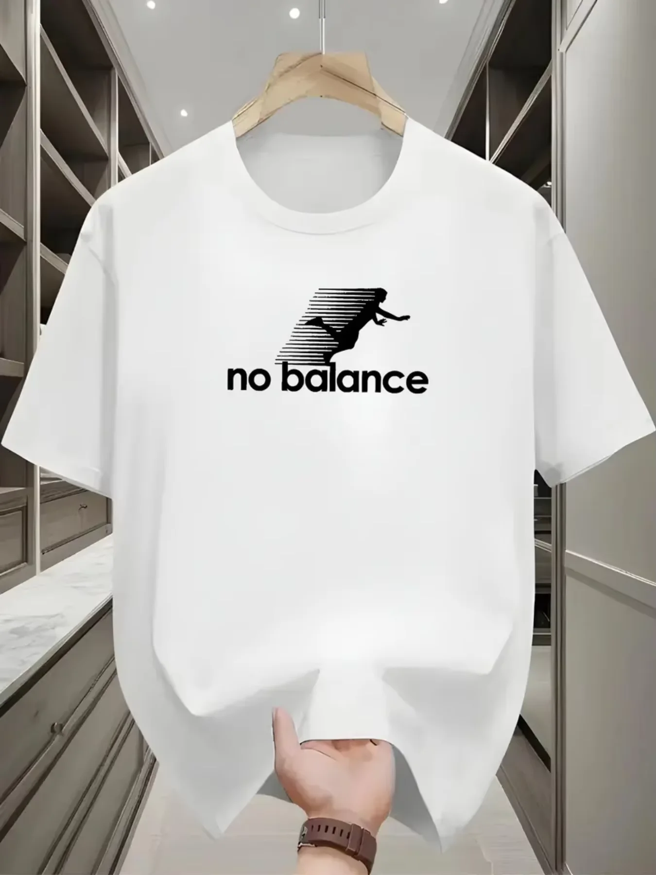 2026 Baumwoll-Sommer-Herren-T-Shirt aus weichem, atmungsaktivem Stoff mit No-Balance-Buchstabenmuster-Print – Vielseitiges Stück, ideal für den täglichen Pendelverkehr – Detail 3