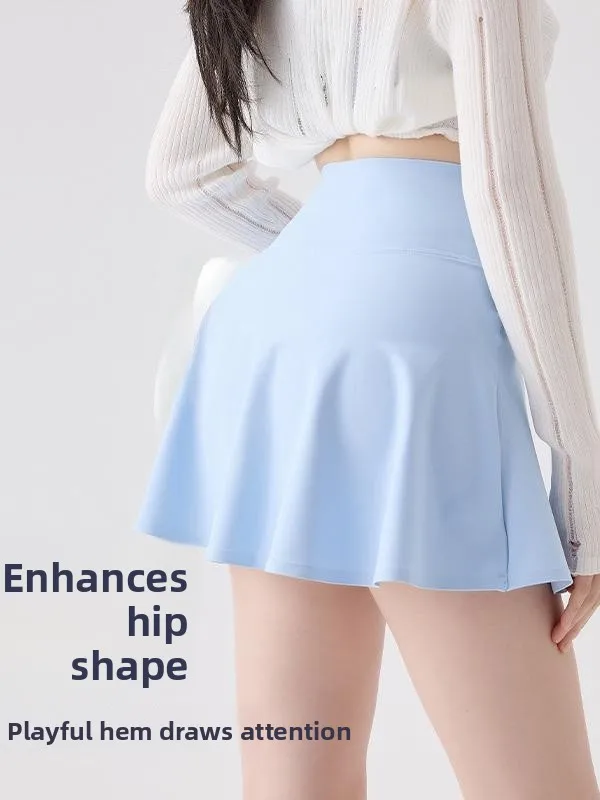 Saia de yoga de cintura alta feminina fitn esporte tênis saia nova sle anti-leve badminton saia plissada fibra de poliéster
