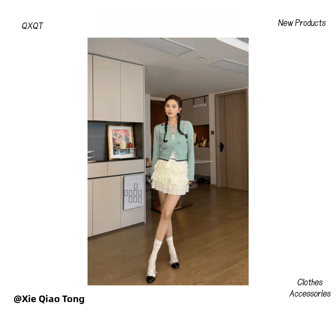 

Женская трикотажная юбка А-силуэта свободного кроя с кружевной отделкой, весенний дизайн, повседневный стиль, от китайского производителя