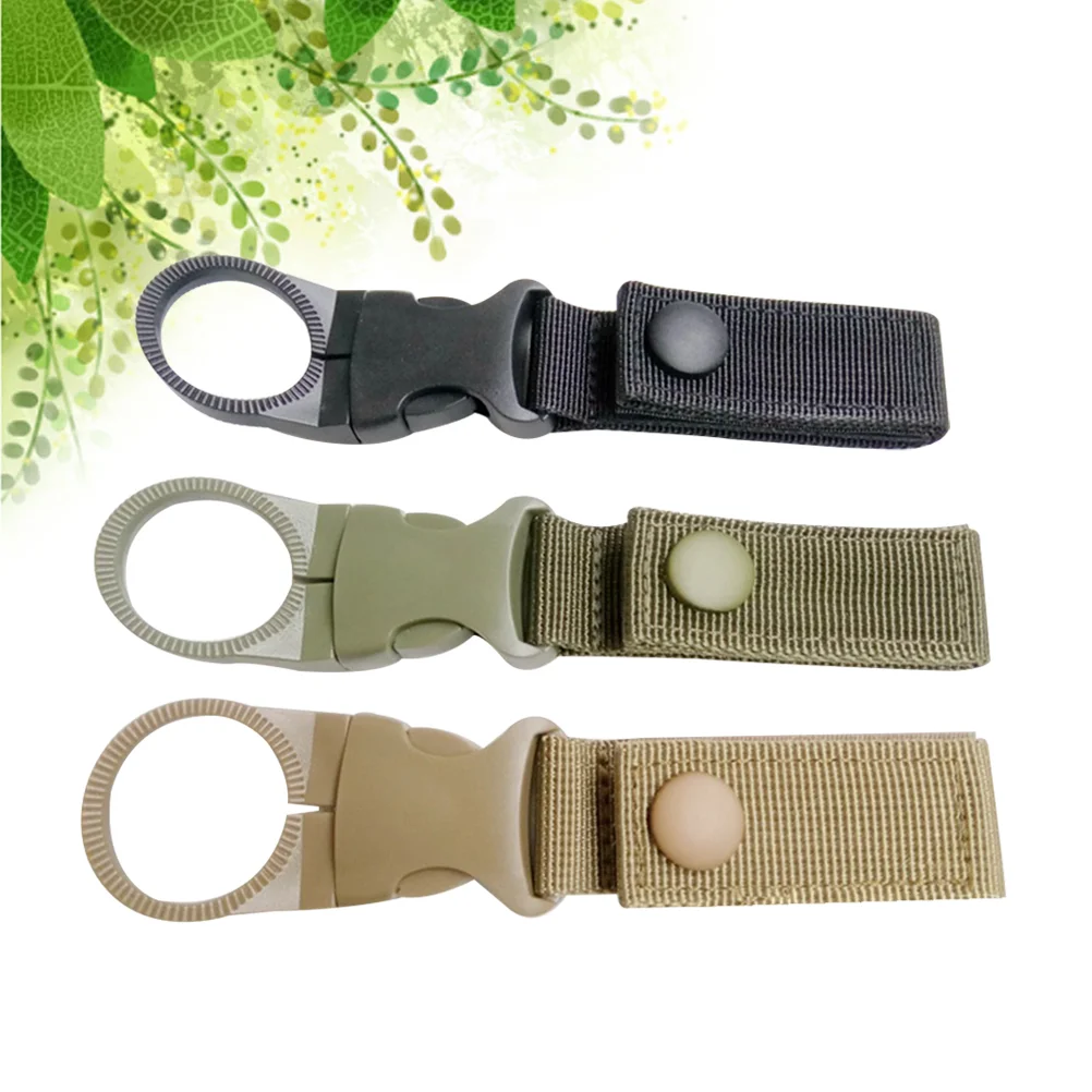 3 Pcs Water Bottle Buckle Multifunctional Badge Key Chain for Outdoor Carabiner Reel Spreader Nylon