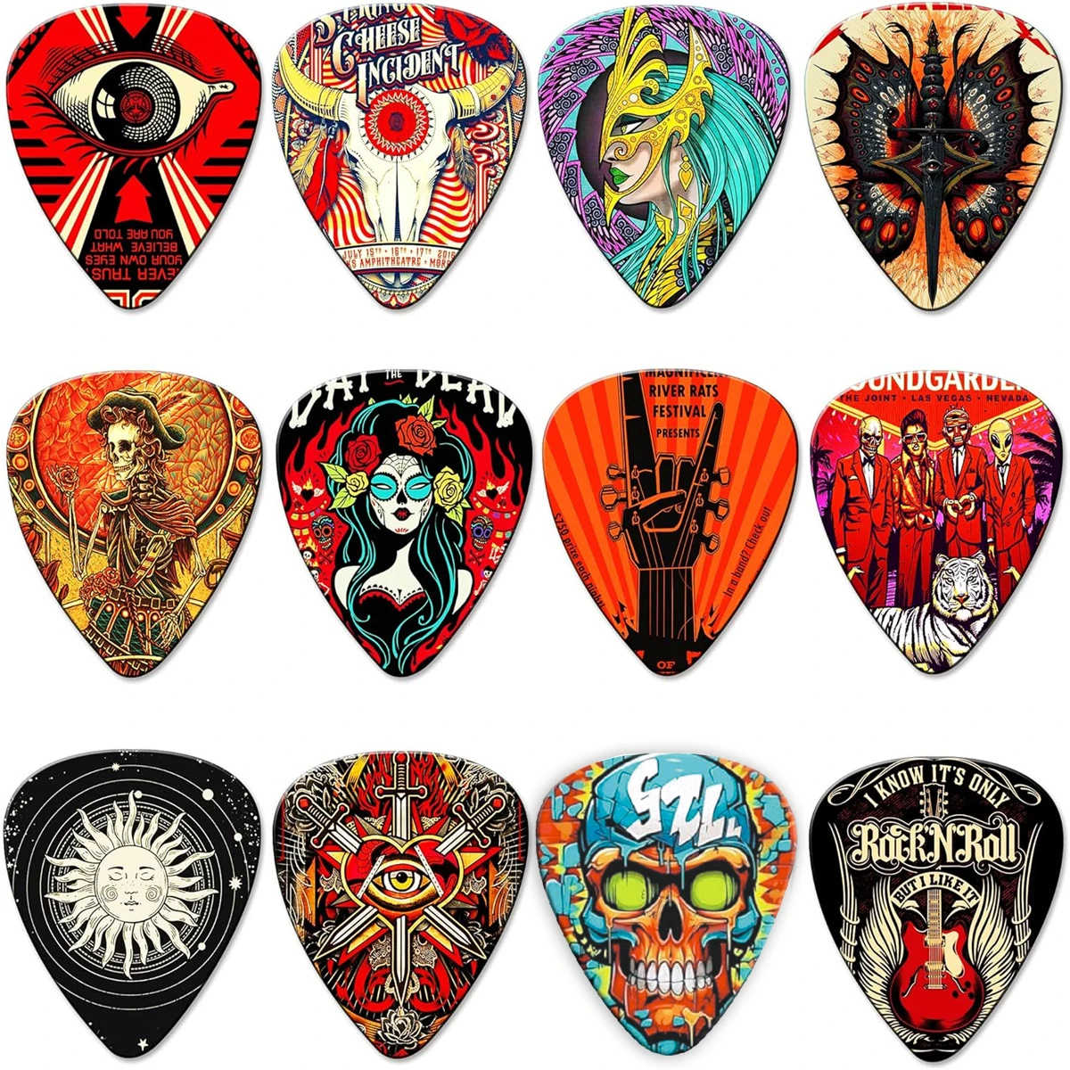 New 0.46/0.71/1.0Mm 12pcs/set Guitar Paddles Cartoon Couples Acoustic Guitar Picks Musical Instrument Accessories Pick Guitar