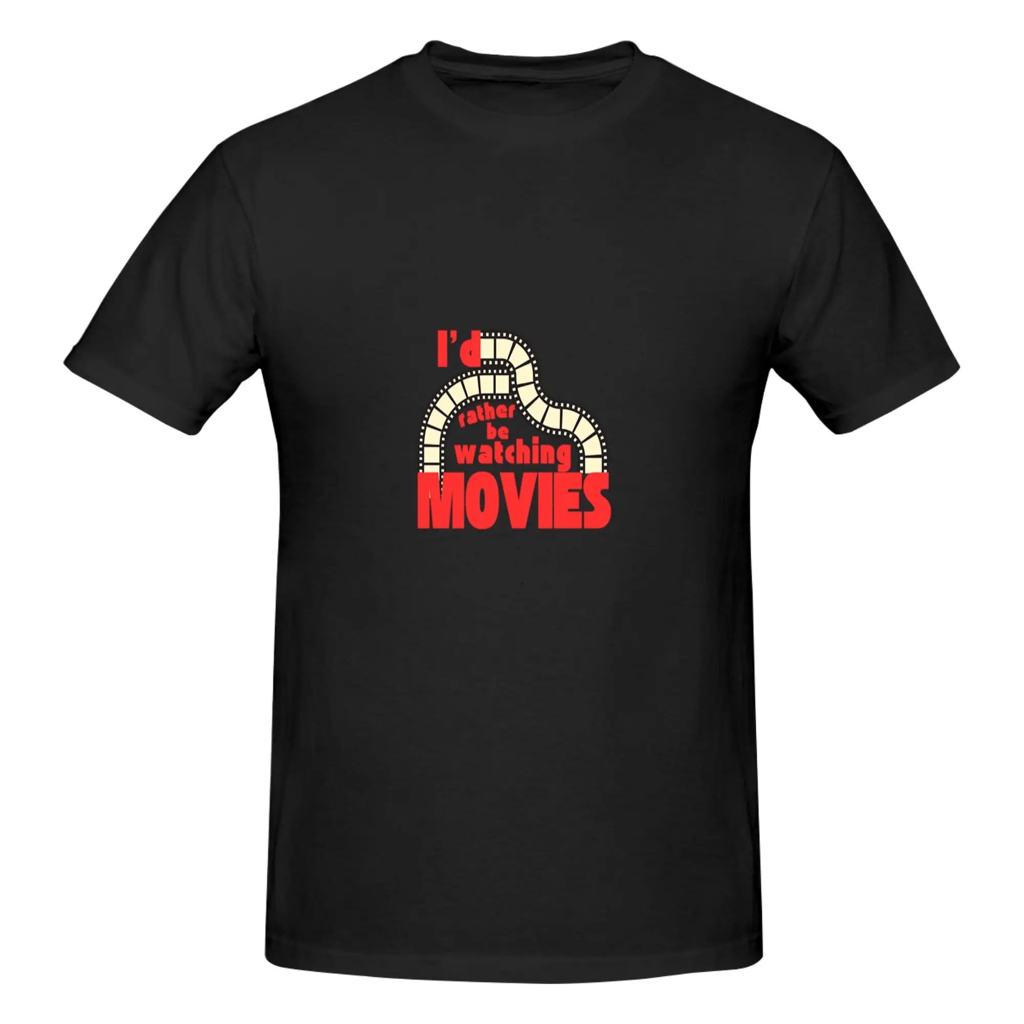 Funny Rather Be Watching Movies Oversized Men's Printed T-Shirt Unisex T shirtBlack