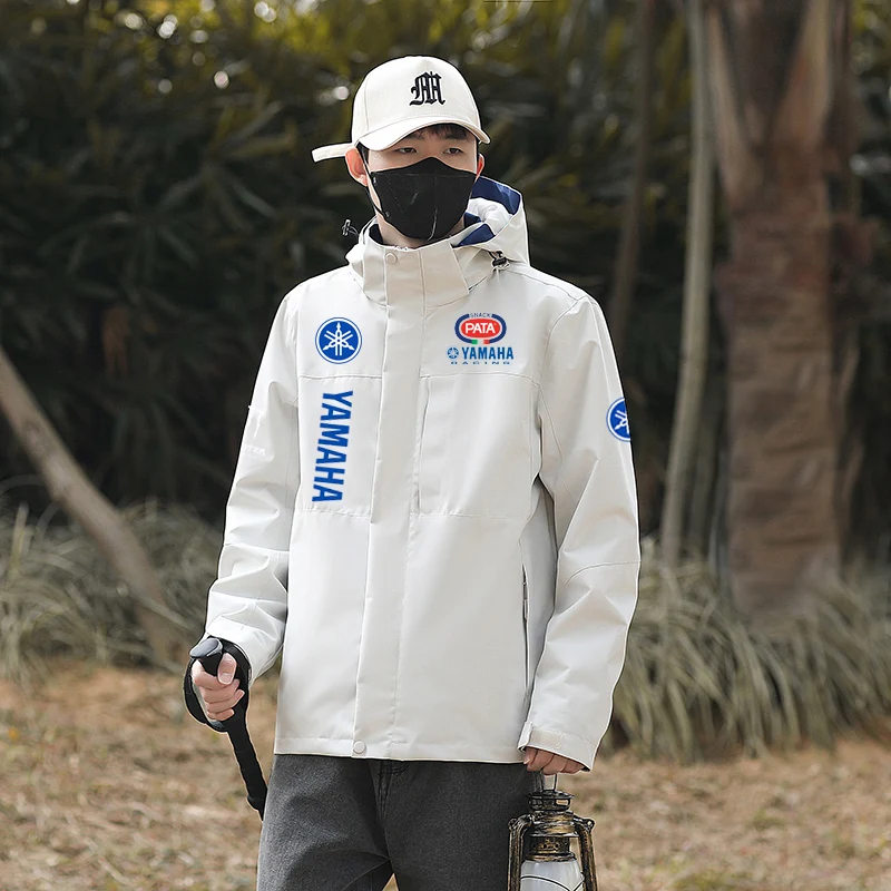 

New Yamaha logo new 2026 men's spring and autumn casual outdoor fishing jacket with hood, outdoor camping and hiking jacket
