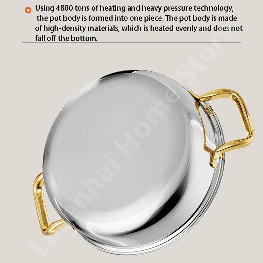 30cm Stainless Steel Soup Pot Wok Non-stick Honeycomb with lid Household Frying Pan Induction Cooker Gas Stove Universal Hot Pot