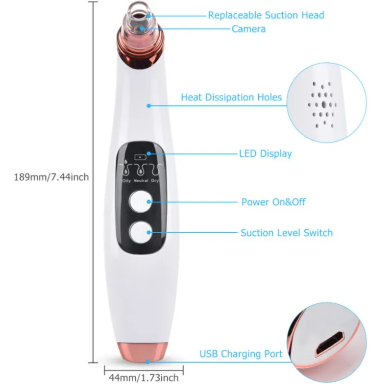 Wifi visualizado instrumento de sucção cravo doméstico elétrico acne para cravo poros limpeza instrumento beleza