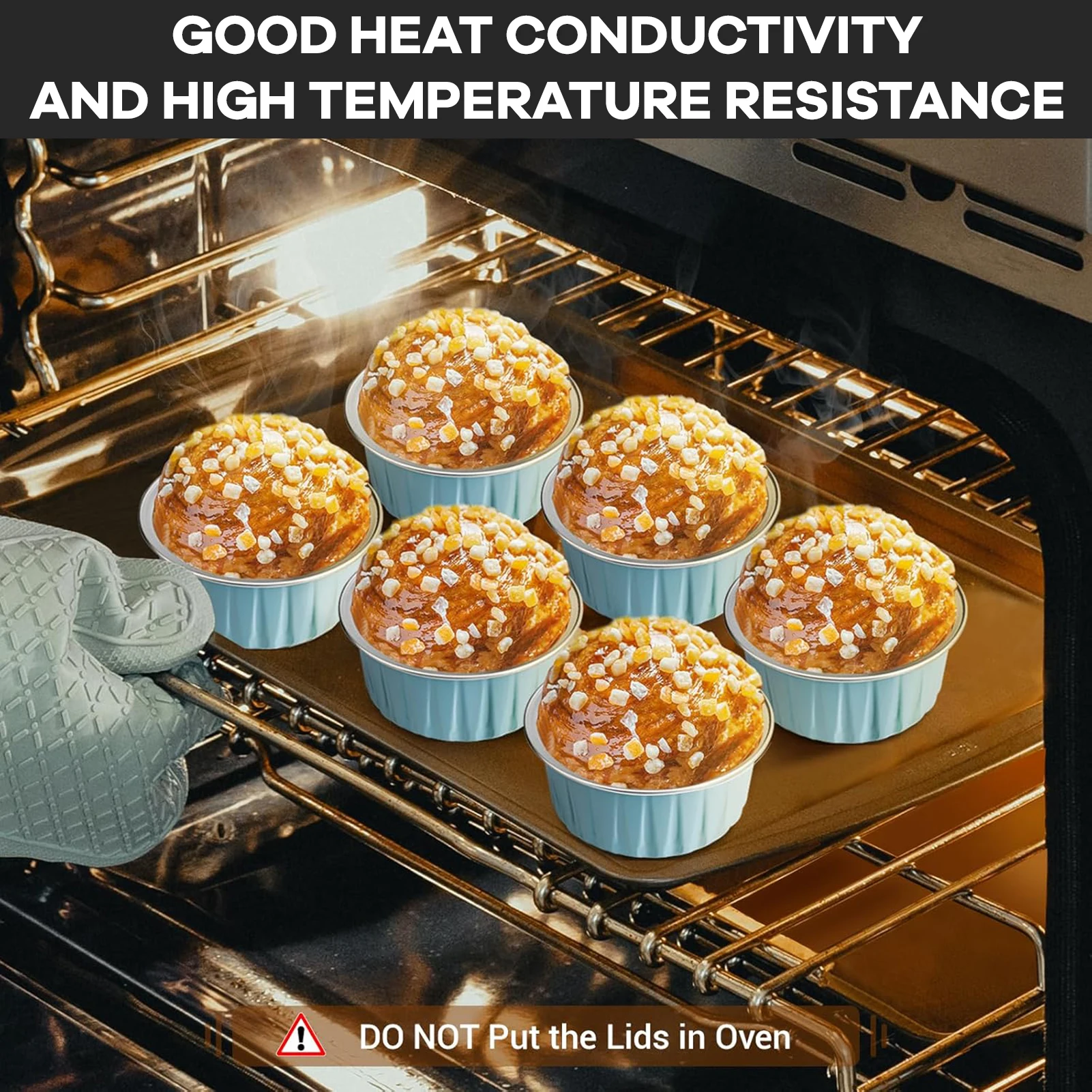 20PCS Reusable Aluminum Foil Cup Pudding Cake Mold Air Fryer Tinfoil Box Small Baking Tray Tinfoil Cups Baking Pastry Tools FU view 5
