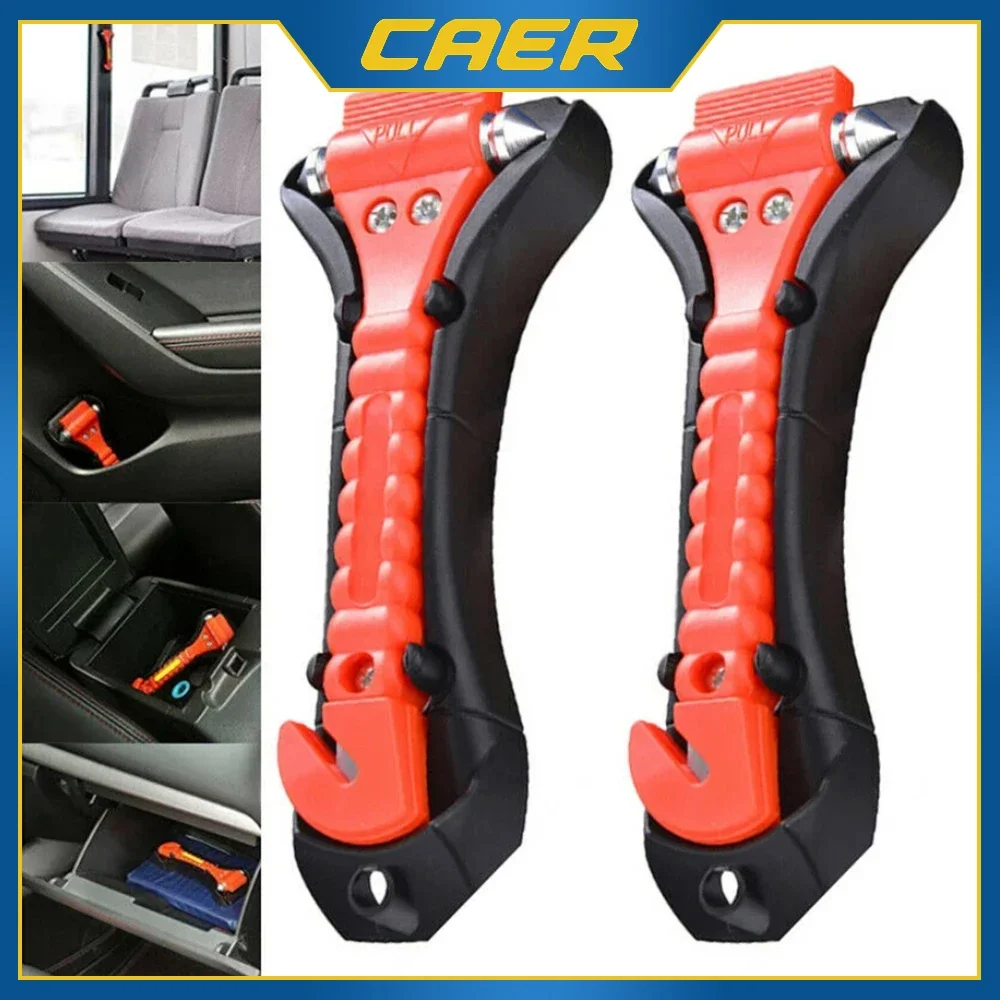 Car Emergency Safety Hammer Life Saving Escape Emergency Hammer Seat Belt Cutter Window Glass Breaker Car Rescue Red Hammer