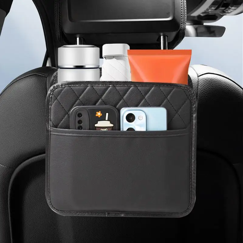 Car Backseat Organizer Leather Pu Leather Multipurpose Storage Bag High-Capacity Multifunctional Organizer With Cup Holders Car