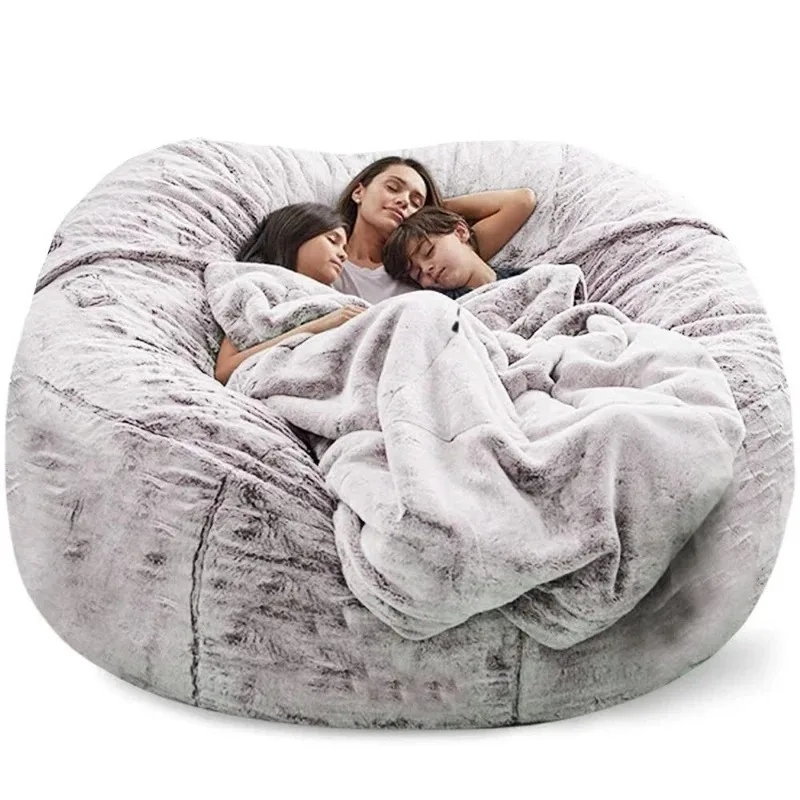 0A2024 Double Multiplayer Lazy Sofa Bean Bag Living Room Sofa Bed Simple Sofa Tatami Black White