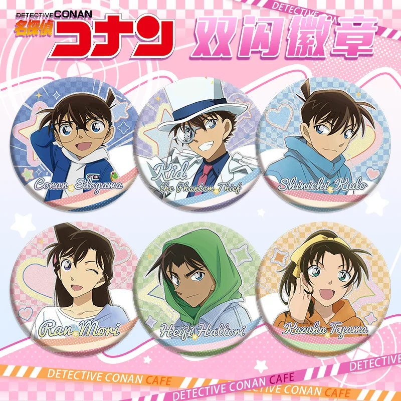 

Детектив Конан, двойная вспышка, значок, кофейня, все персонажи, новый дизайн, 75 мм, 58 мм, жесть, товары в стиле аниме, коллекционный подарок