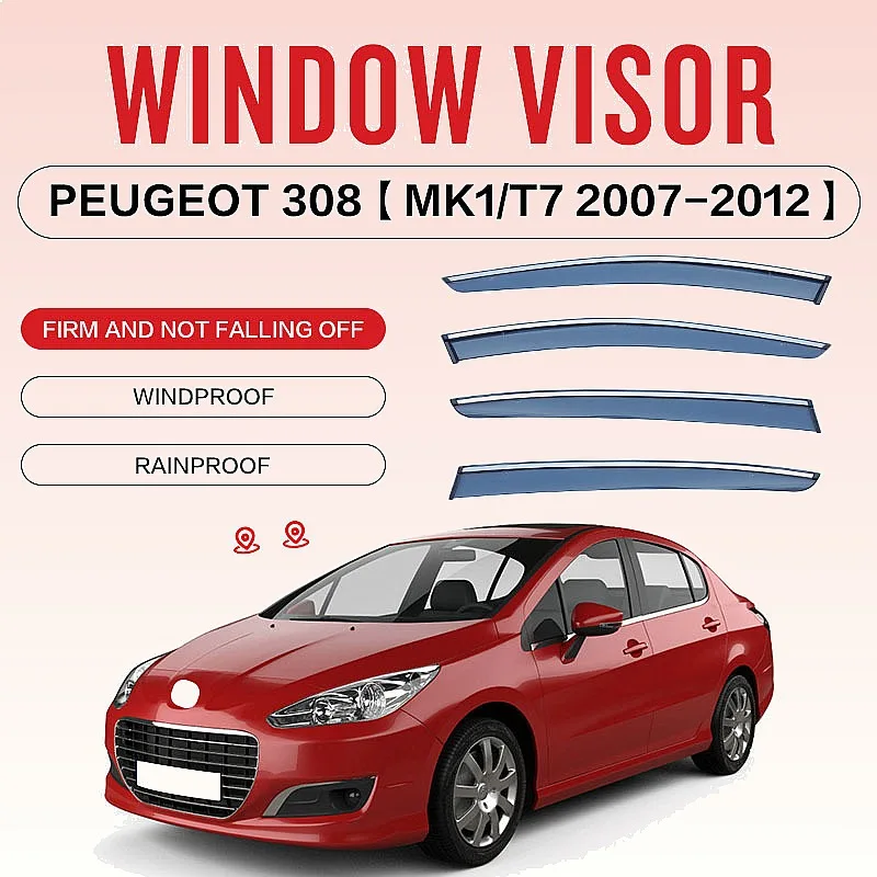 

For PEUGEOT 308S 2007-2020 Car Window Visor Rain Sun Shade Awning Side Shield Accessories