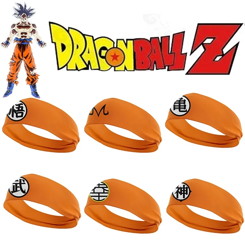 Dragon Ball Son Goku Sports Sweatband Anime Men's and Women's Elastic Sports Anti Slip Hair Headband Yoga Hair Headband Gifts