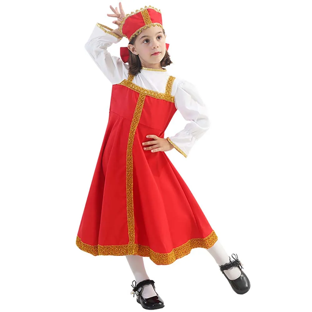 Halloween Party Dress Up Kids Girls Boys Russian Traditional Costumes