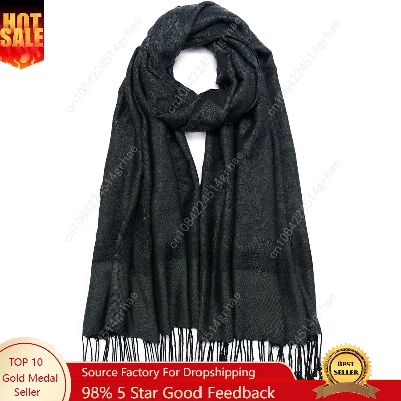 

Paisley Pashmina Shawl Wrap Women Reversible Vintage Jacquard Pashmina Rave Scarf with Fringe for Evening, Wedding