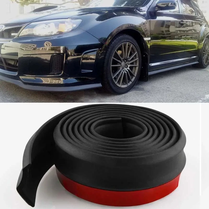 Car Front Bumper Lip Splitter Spoiler Rubber Skirt Protector Body Trim Bumper Lip Strip Car Side Skirt