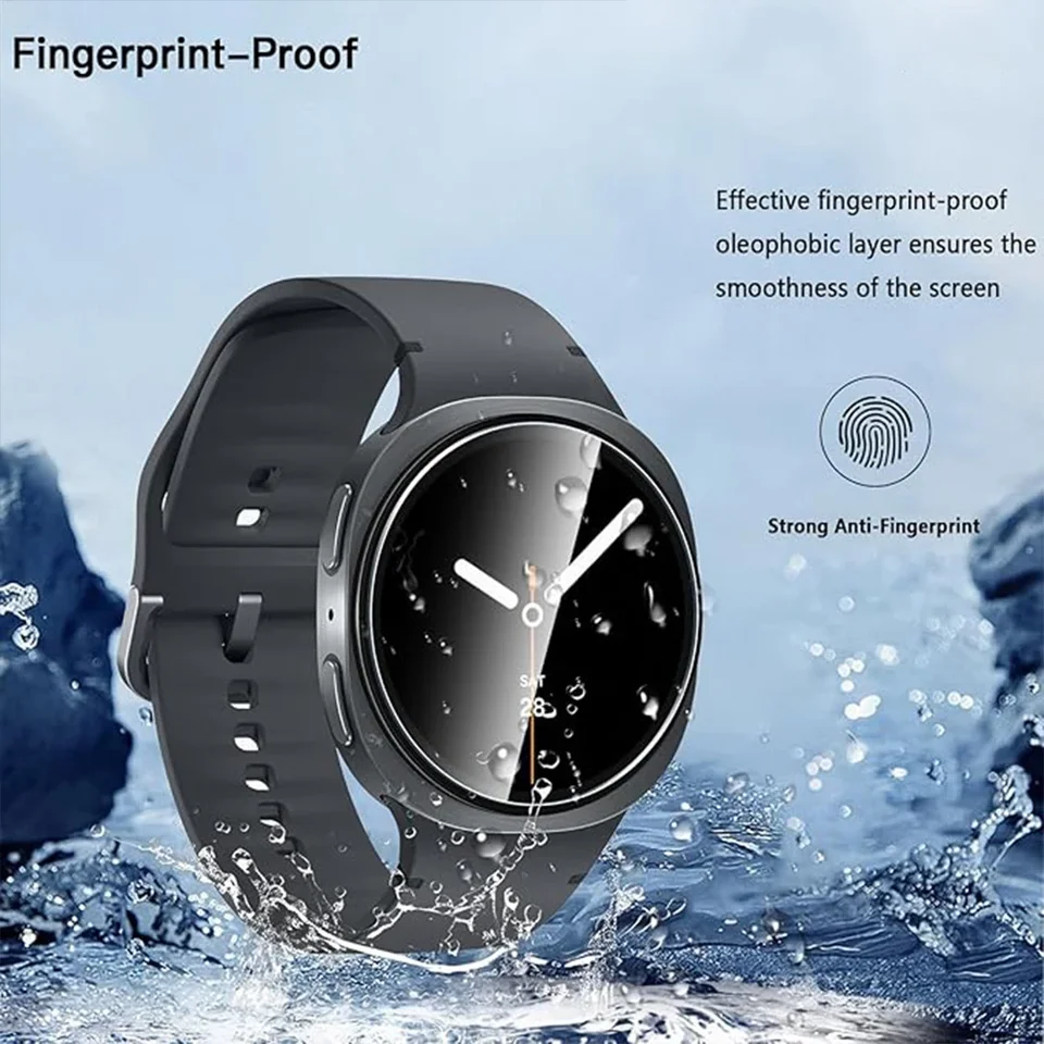 Película de Pegado Rápido para Samsung Galaxy Watch 9/8/7/6/5/4 40mm 44mm 8 Classic Ultra 2/1/Ultra 2025 47mm Vidrio Templado Película de Pantalla 3
