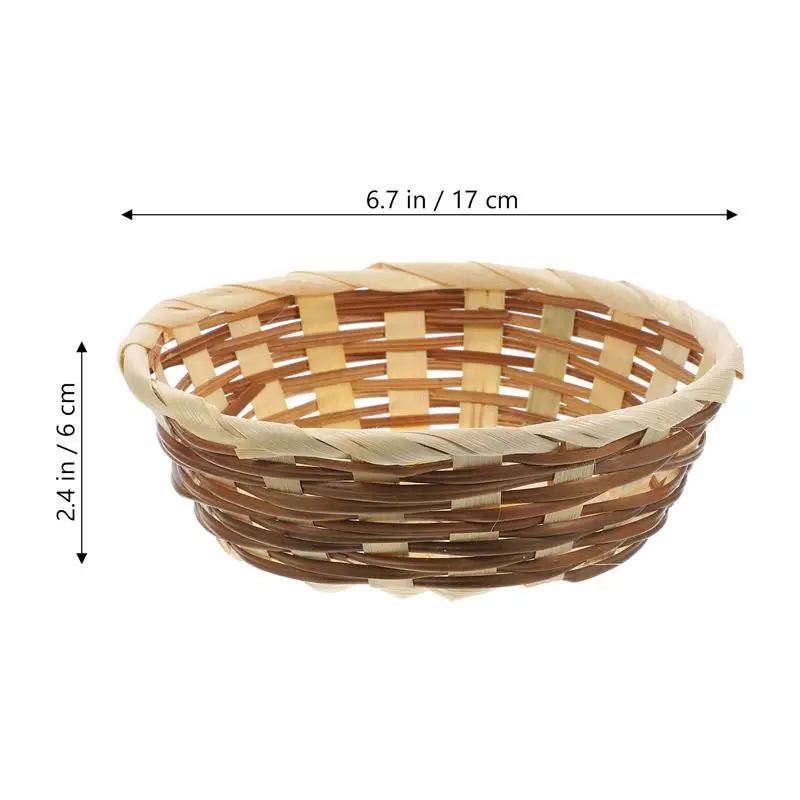 3pcs Bamboo Woven Flower Baskets Fruit Storage Container Bread Snack Food Serving Baskets Party Picnic Container