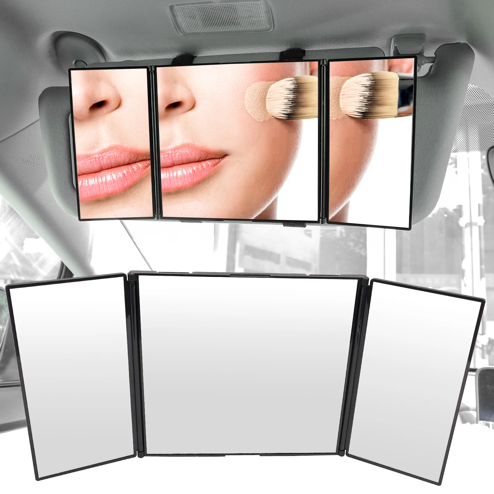 

12" Folding Wide Angle Sun Visor Vanity Mirror Car Interior Reaw View Cosmatic Makeup Make Up Mirror Blind Spot Auto Accessories