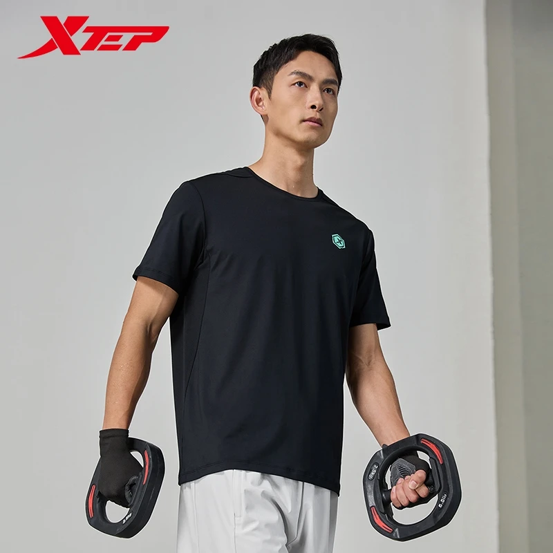 Xtep Short Sleeve Knitted Shirt For Men 2024 Summer Quick-Drying Men\'s T-shirt Sports Breathable Soft Outdoor Tops 876229010173