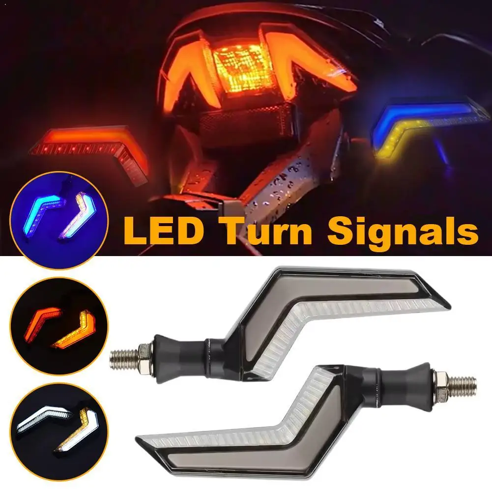 2pcs 12V Motorcycle Signal Indicator Led LED Daytime Running Flowing Water Tail Turn Signal Indicators Flasher Turn Signal Lamp