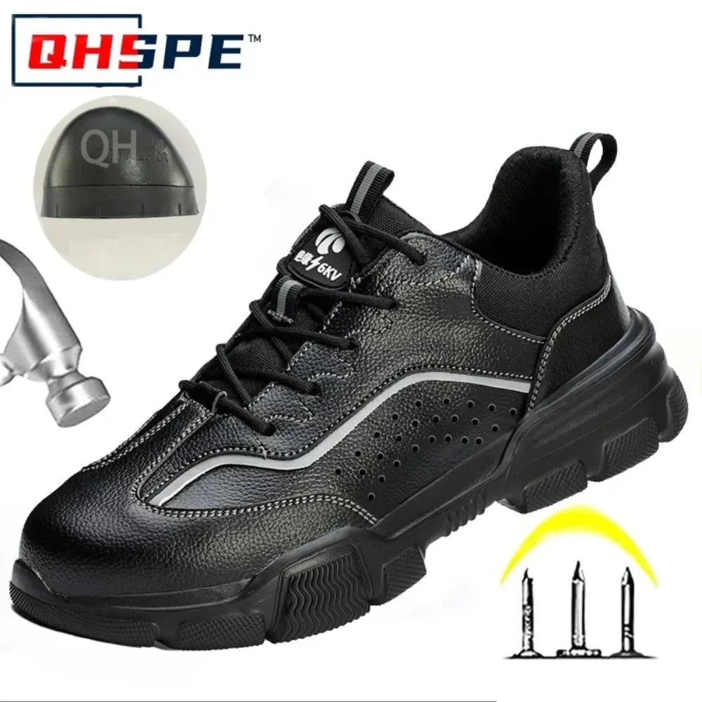Men Safety Shoes Steel Toe Anti Smash Puncture Proof Soft Sole Breathable Lightweight Wear Resistant Slip Resistant Work Boots