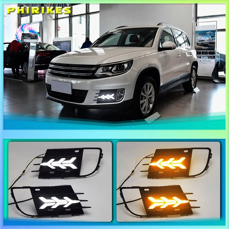 

2pcs For 13-16 Volkswagen Tiguan daytime running light led fog light aircraft streamer steering front bar daytime running