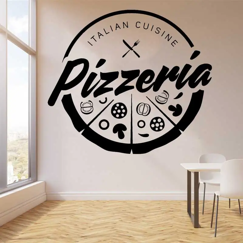 Pizzeria Shop Freshly Baked Pizza Italian Pizza Food Vinyl Wall Stickers Doors Window Glass Shop Signboard Stickers Mural Gifts