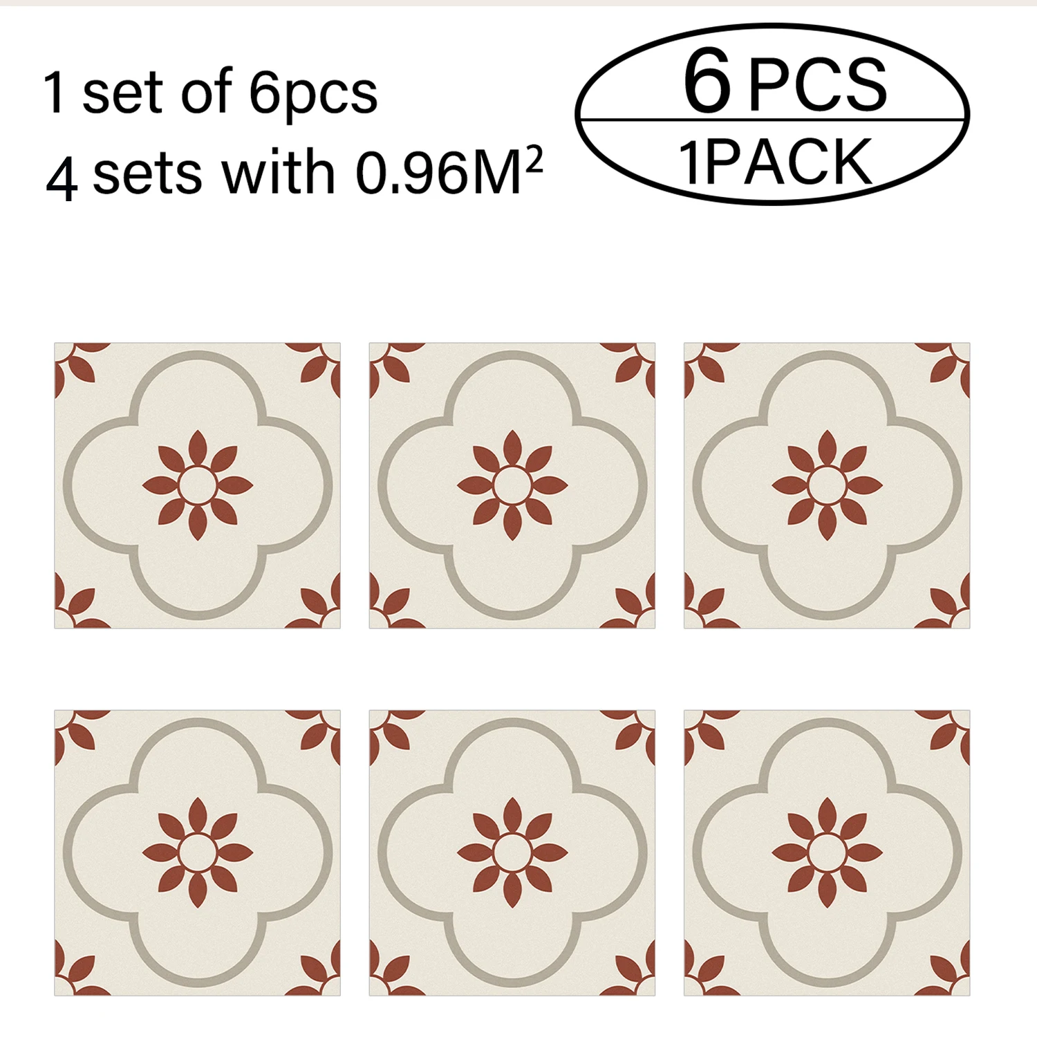 6 قطعة قشر وعصا مقاوم للماء مقاومة للاهتراء ملصقات الحائط والأرضيات المضادة للانزلاق بلاط الأرضيات ملصق 20x20 سم لتقوم بها بنفسك لتجديد المنزل