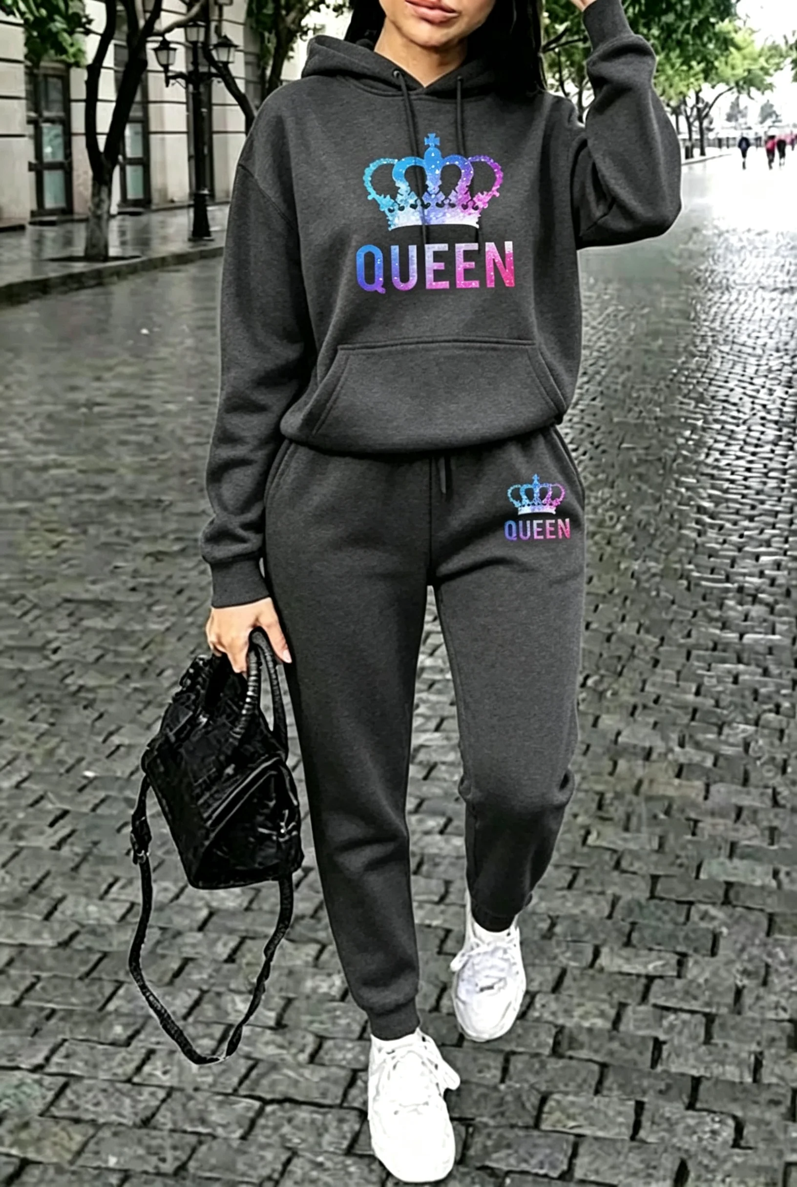 Queen Printing Womens Outfits Casual Hooded Sweatshirts Outdoors Sports Jogging Clothing Fall Winter Single Item Hoodie Pants