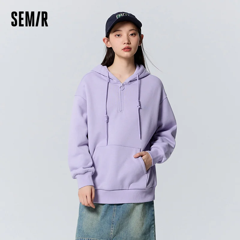 Semir هوديي المرأة منتصف طول إلكتروني طباعة الشتاء فضفاض الصوف قمم للمرأة الخريف الملابس قاعدة البلوز