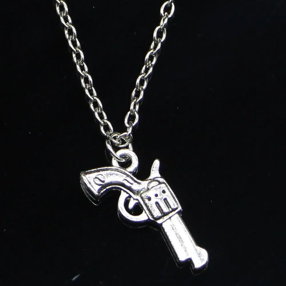 20pcs New Fashion Necklace 22x12mm pistol gun Pendants Short Long Women Men Colar Gift Jewelry Choker