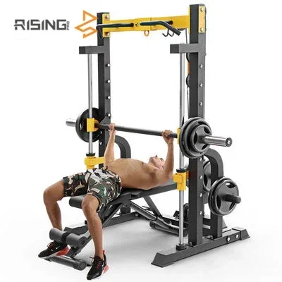 Rising Professional Home Use Fitness Equipment Bench Press Mulsmith machine gym squat rack smith machine with functional trainer