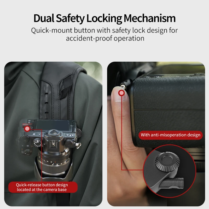 XILETU Cimapro Backpack Camera Clip Universal Arca Swiss Quick Release Plate for DSLR Sony Nikon Camera Hassle-Free