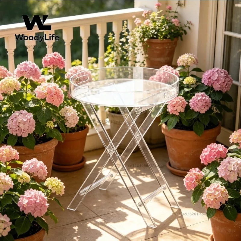 Transparent Acrylic Coffee Table Bay Window Tatami Small Tea Table Simple Creative Folding