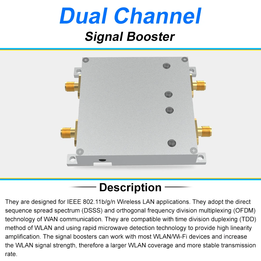 Wifi Amplifier 4W Dual Channel Signal Booster 2.4GHz 5.8Ghz Amplificador Wireless Range Extend Drone Wi Fi Router AP Plug Play