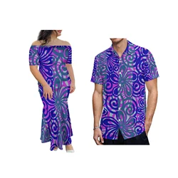 Drop Shipping Pacific Island Art Women High Quality Off Shoulder Mermaid Dress Polynesian Fashion One Shoulder Fishtail Dress