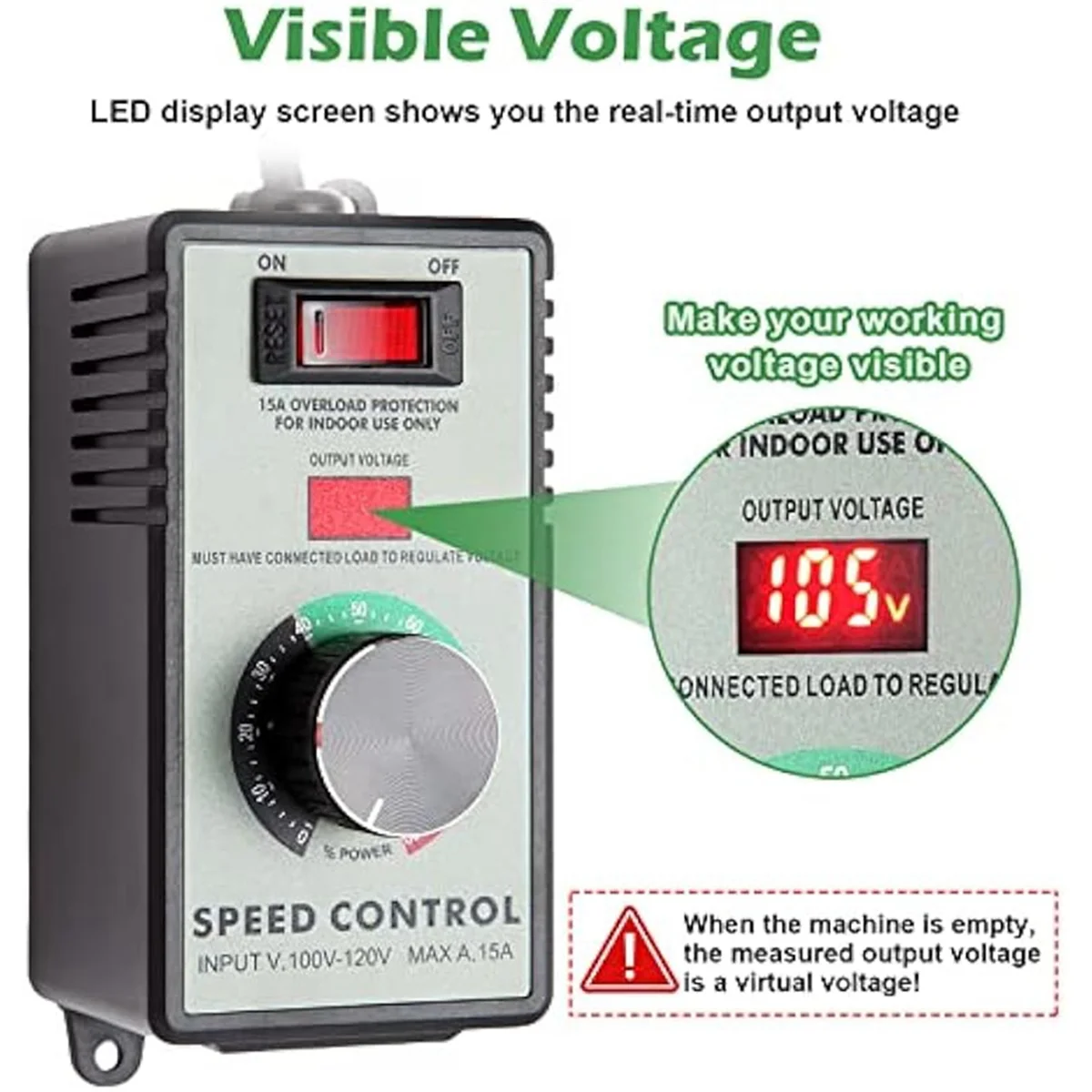 وحدة تحكم سرعة محرك تيار متردد ، مروحة كهربائية ، متغير ، منظم جهد إلكتروني ، قابس لنا ، 15A كحد أقصى