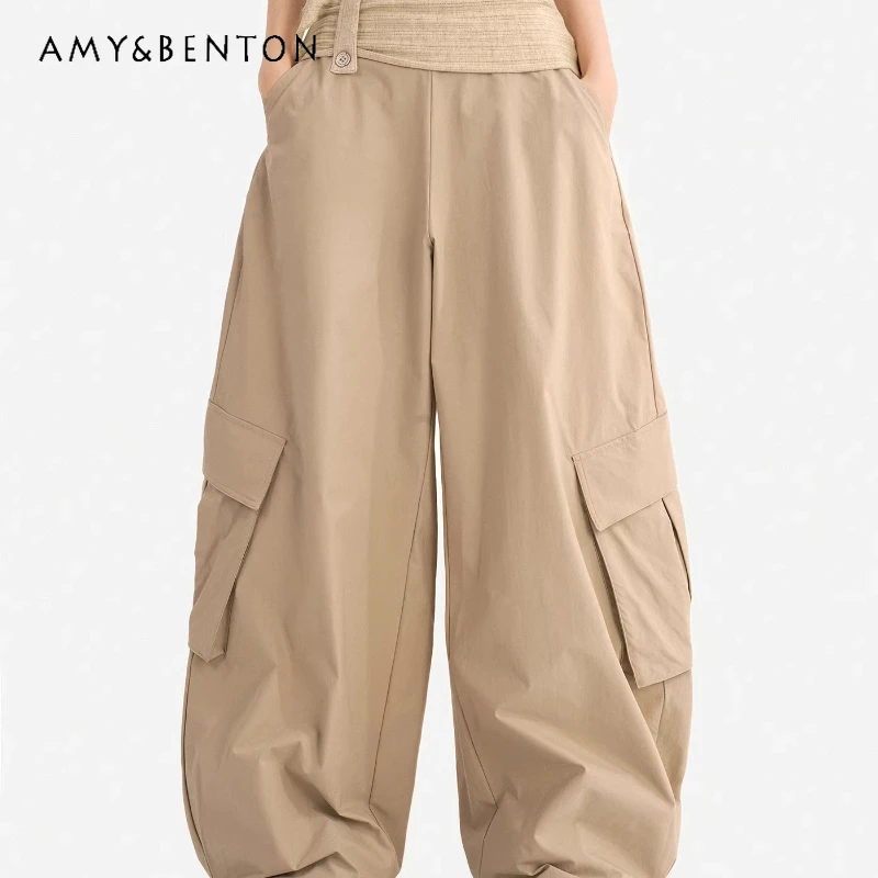 

Casual high-waisted straight women's overalls original design fashionable versatile and thin summer new wide-leg trousers women