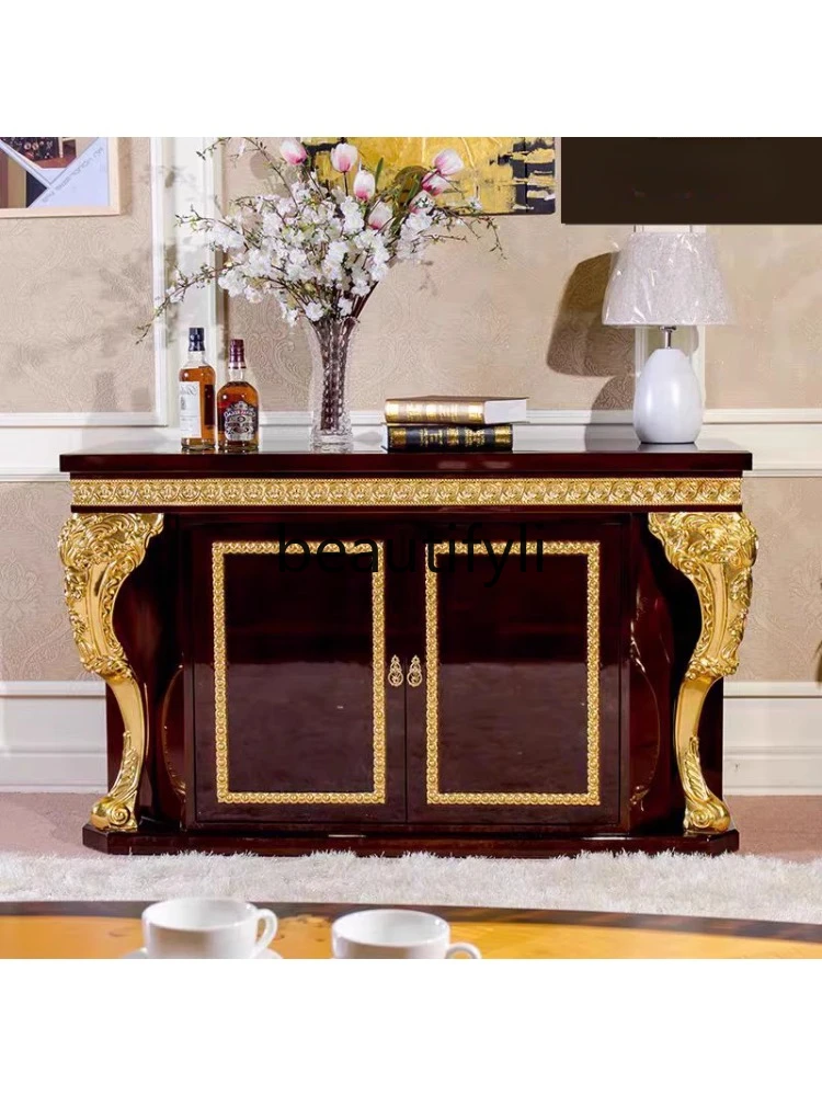 

French palace solid wood carving flower luxury solid wood porch cabinet dining side cabinet high-end furniture