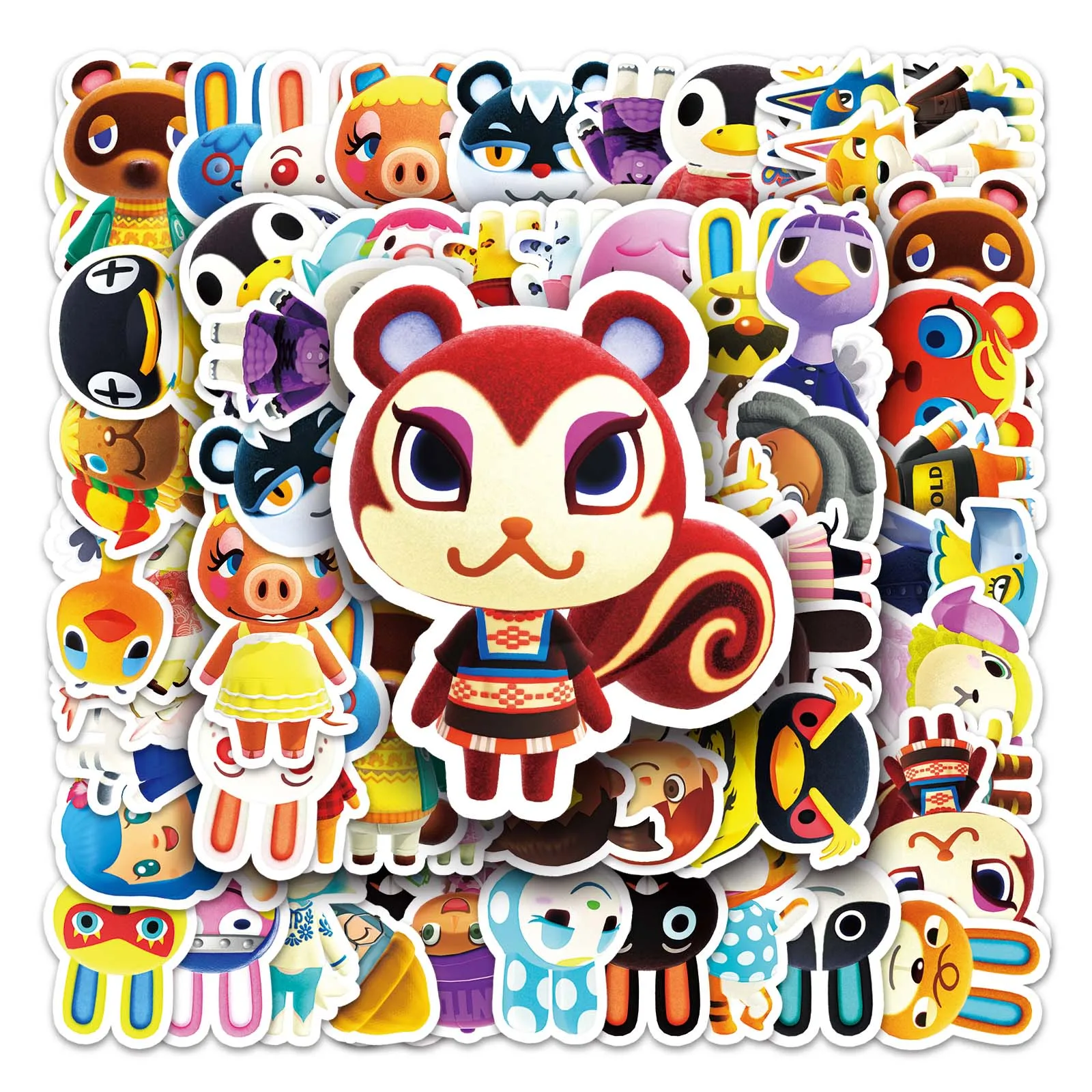 50Pcs Cute Animal Series Cartoon Cute Waterproof Sticker Skateboarding Snowboard Retro Vinyl Sticker