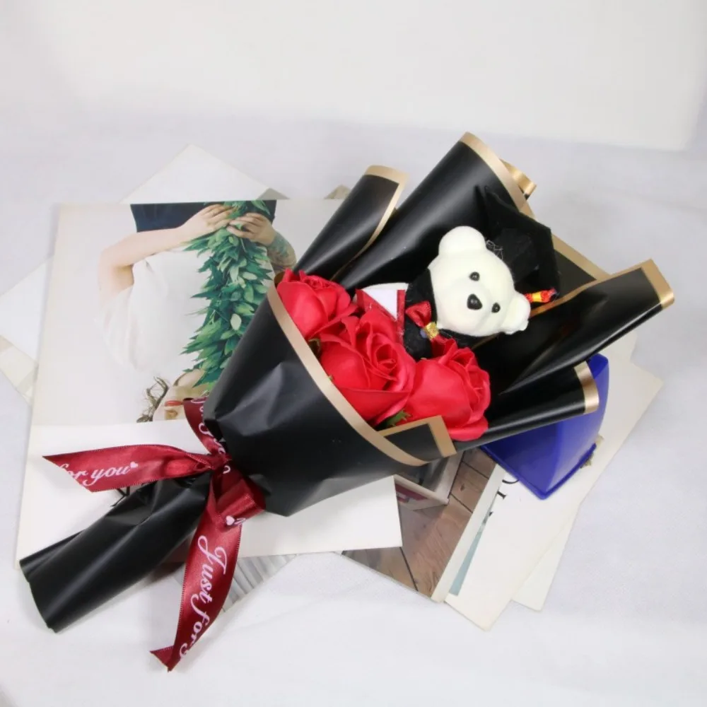 Buquê de urso de girassol decoração rosa dos desenhos animados lindo urso dia dos namorados buquê de animais do dia do professor