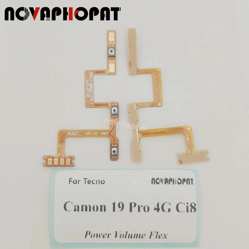 Novaphopat For Tecno Camon 19 Pro 4G Ci8 Ci8n Power On Off Volume Up Down Ribbon Power Button Flex Cable Ribbon