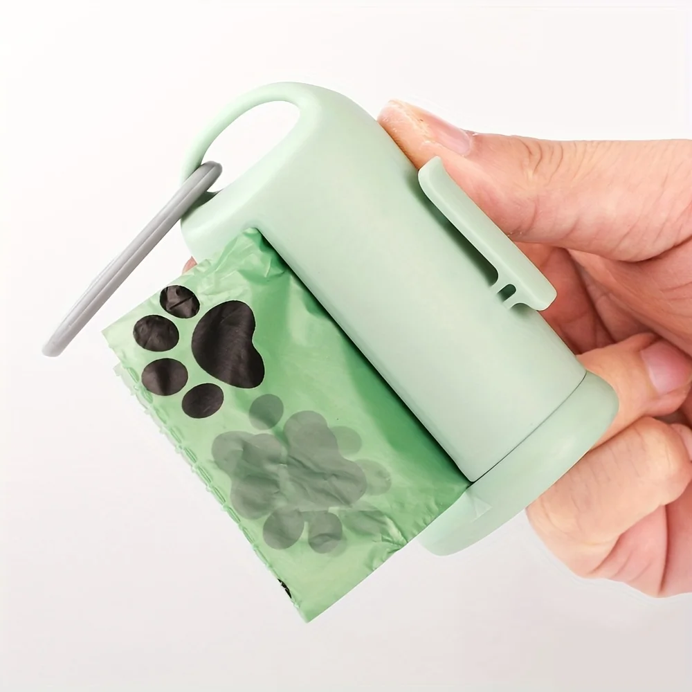 Retractable Dog Poop Bag Dispenser with One-Touch Lever - Leak-Proof Waste Bags, Compatible with All Dog Leashes