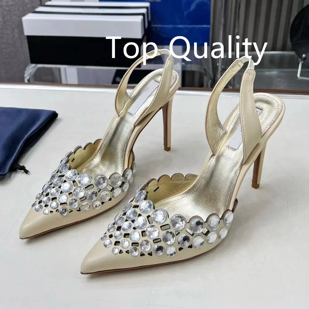 2024 New Women's High Heeled Sandals Thin and pointed Diamond inlay Sexy Style Dress Women High heel Slippers