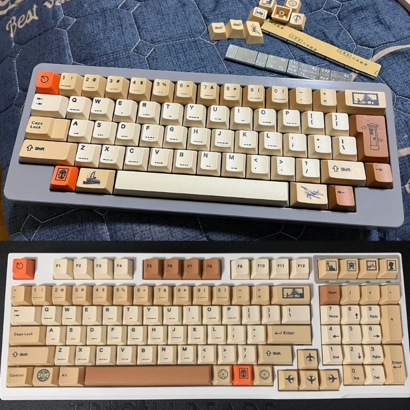 ドロップシップレトロスタンプチェリープロファイルキーキャップ PBT 昇華セットメカニカルキーボード用