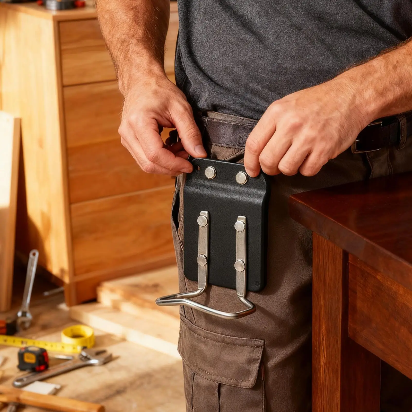 حافظة مطرقة، حامل مطرقة حزام عالي التحمل مع مشبك معدني قوي للبناء والتركيب والنجارة والعمل الخارجي #1