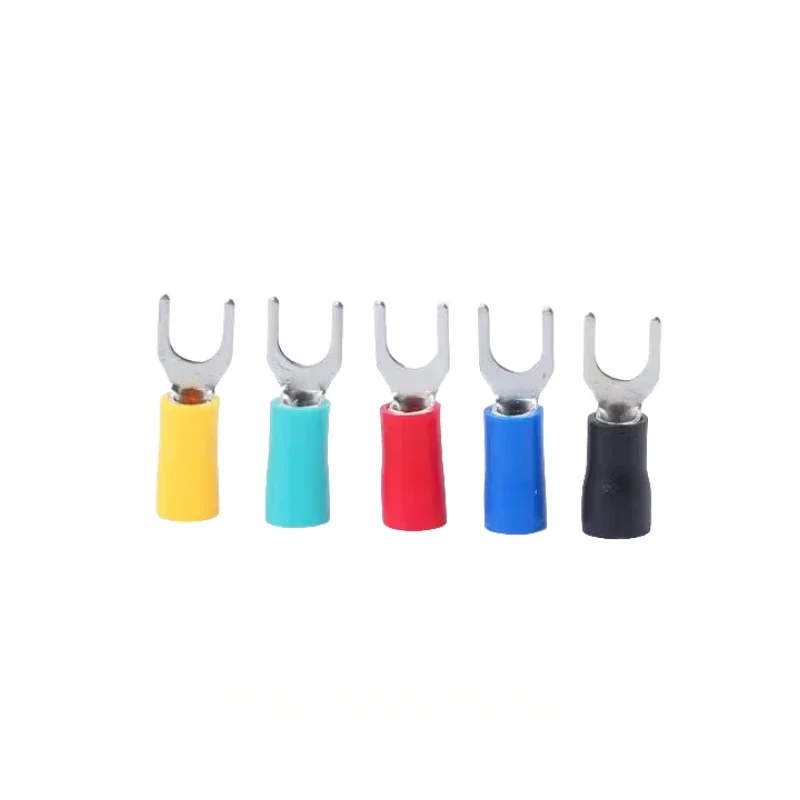 100pcs Full Insulated Fork U-type Set Terminals Connectors Kit Electrical Crimp Spade Ring SV5.5-5 SV5.5-6 4 Wire Terminal