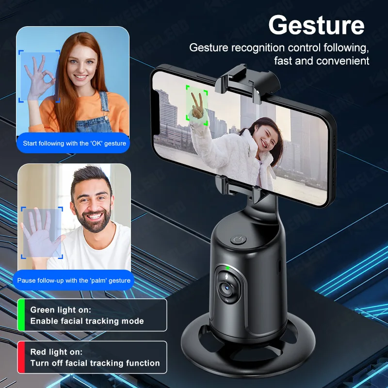 360 Rotation Desktop Tracking Gimbal Stabilizer, AI Following Face Tracking Shooting Gimbal for Smartphone Live P01 Pro