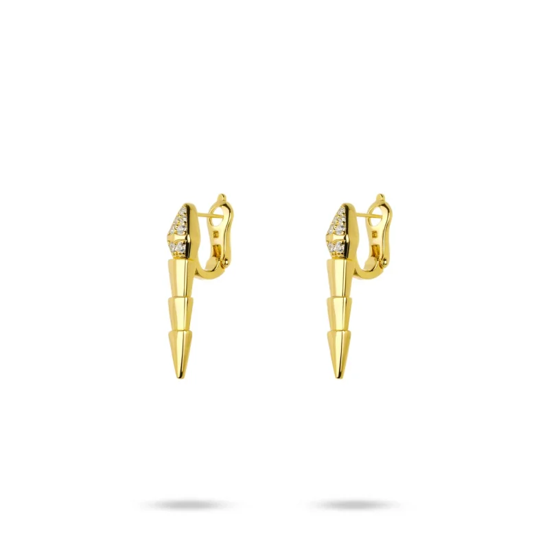 

BELLUX Official 925 Silver Gold Plated Synthetic Zircon Gold White Diamond Snake Design Earrings Fine Jewelry