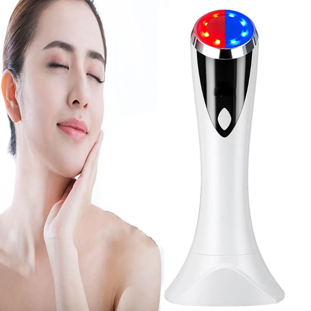 

Beauty Facial Skincare Warming Cold Vibrating Anti Aging Blue Led Light Pore Shrinking Skin Tightening Red Light Therapy Device
